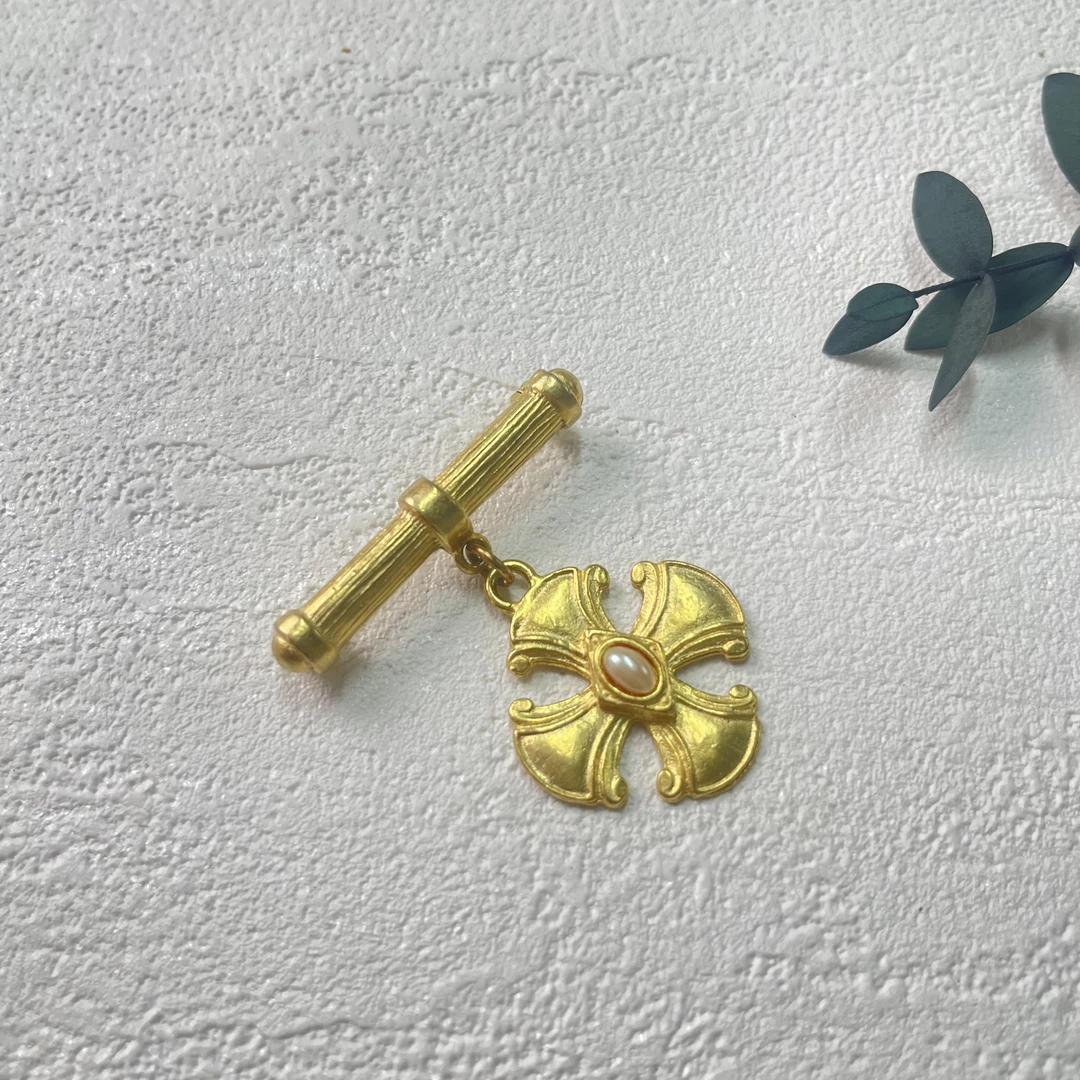 铜合金仿珍珠胸针 【六六中古】孤品复古胸针th829