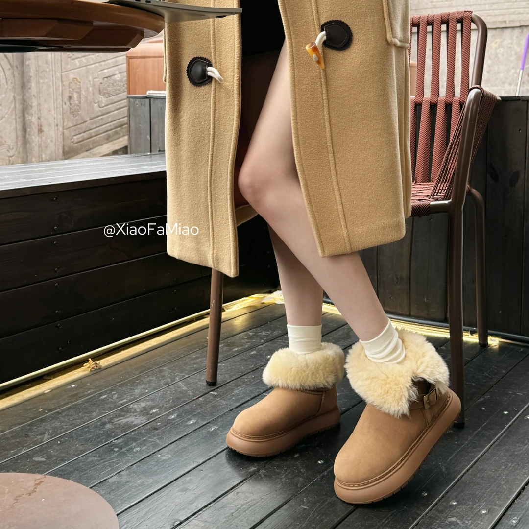 小发喵羊皮毛一体时尚百搭加绒保暖防滑秋冬雪地靴777