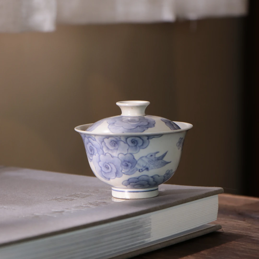 【雲梦】游然堂-向云端青花盖碗-100ml（YRT00018）