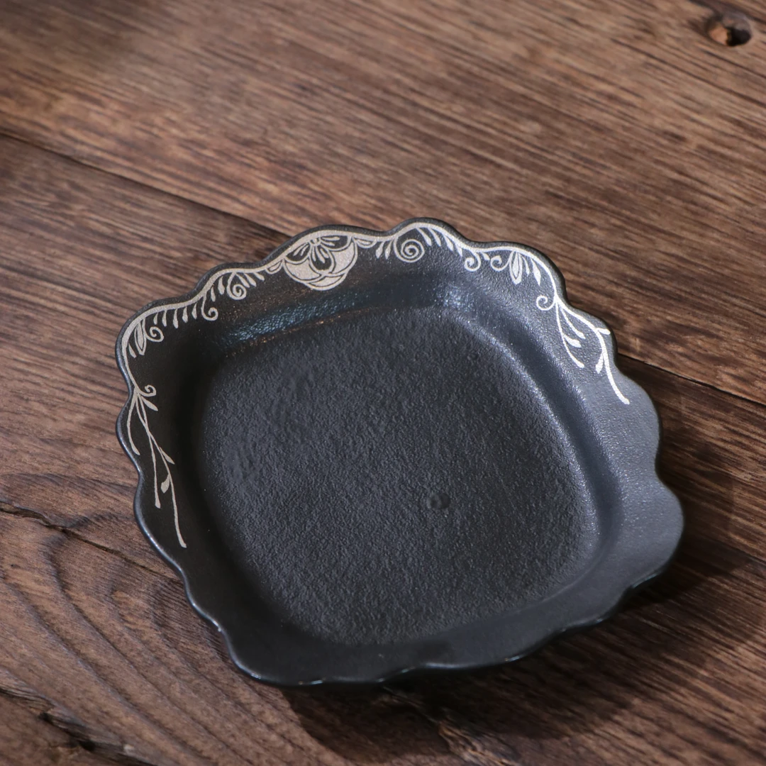 【雲梦】银彩手绘花边小茶盘QCQX