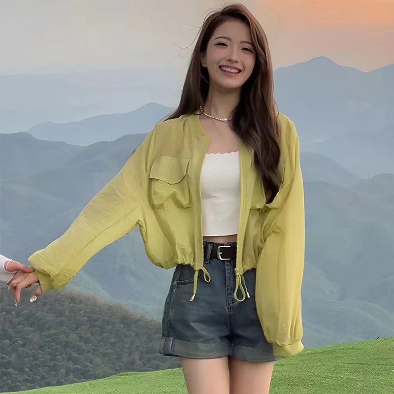 防晒衣女外穿2024新款夏季收腰短款宽松轻薄开衫上衣空调衫外套