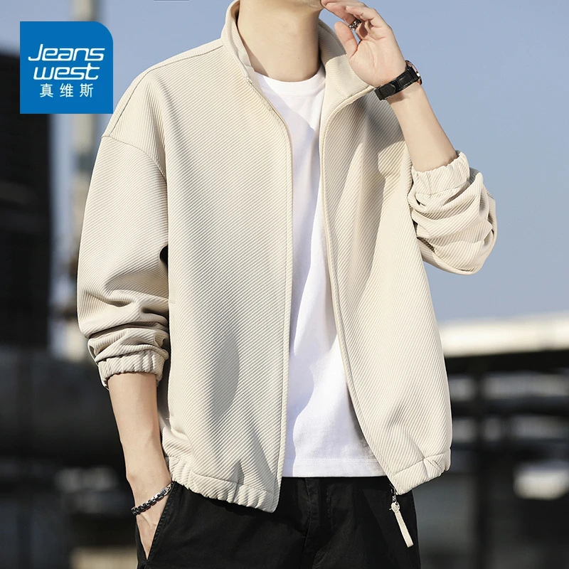 真维斯宽松休闲简约夹克外套衣服男装韩版潮流高档百搭男士早秋季