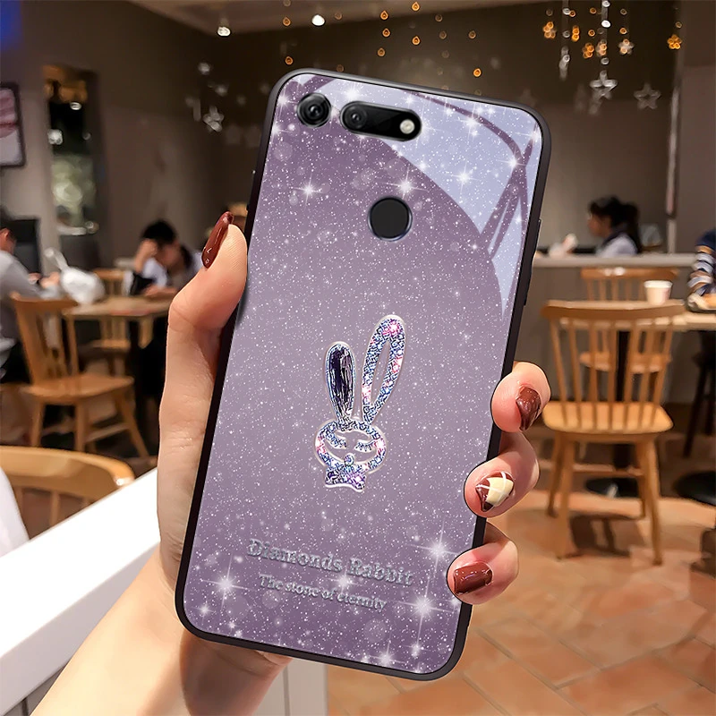 闪亮小兔适用华为荣耀v20手机壳荣耀v10防摔v9女款个性创意硬壳玻
