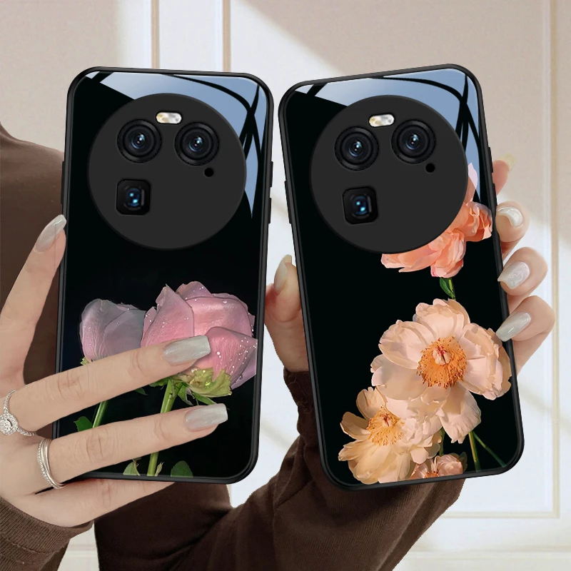 幽香花适用oppofindX6手机壳FindX6Pro玻璃壳优美女款质感限量版