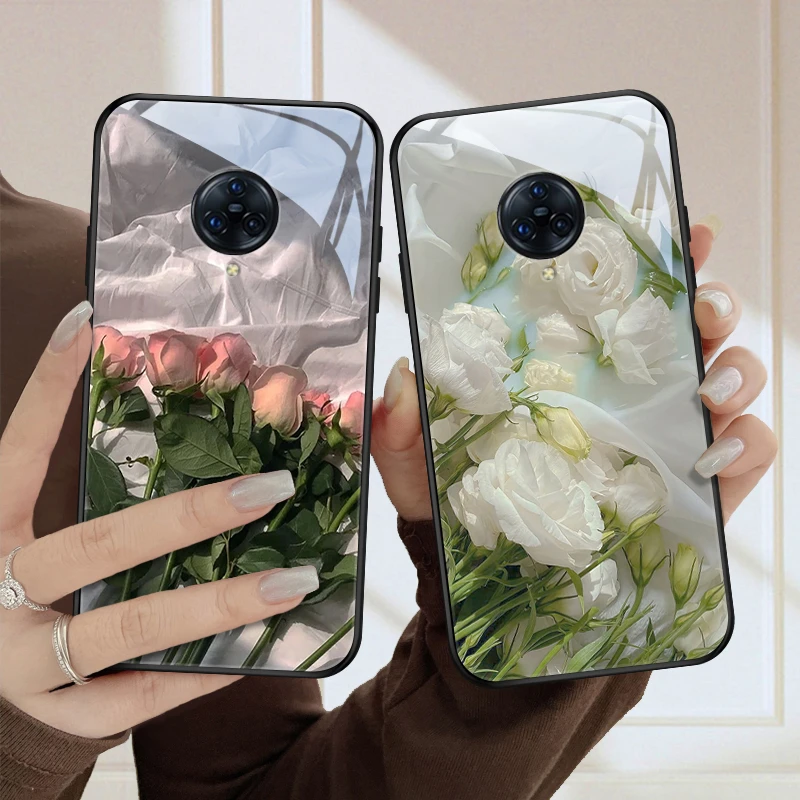 恬静花vivonex3手机壳NEX3s玻璃壳高级女款情侣保护套款创意定制