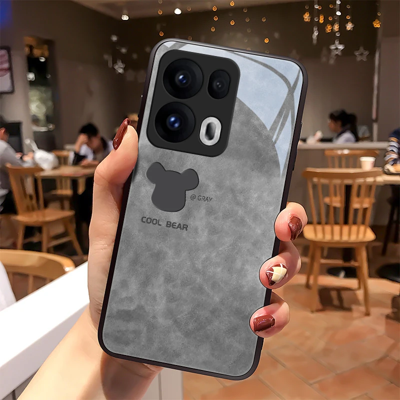 蓝灰熊适用OPPOReno13手机壳镜面Reno13pro玻璃散热潮牌硅胶全包