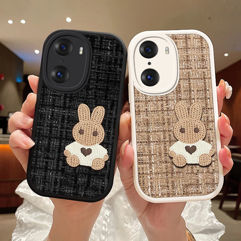 毛衣兔适用华为荣耀60se手机壳60创意防摔60pro女款honor丝绒布新