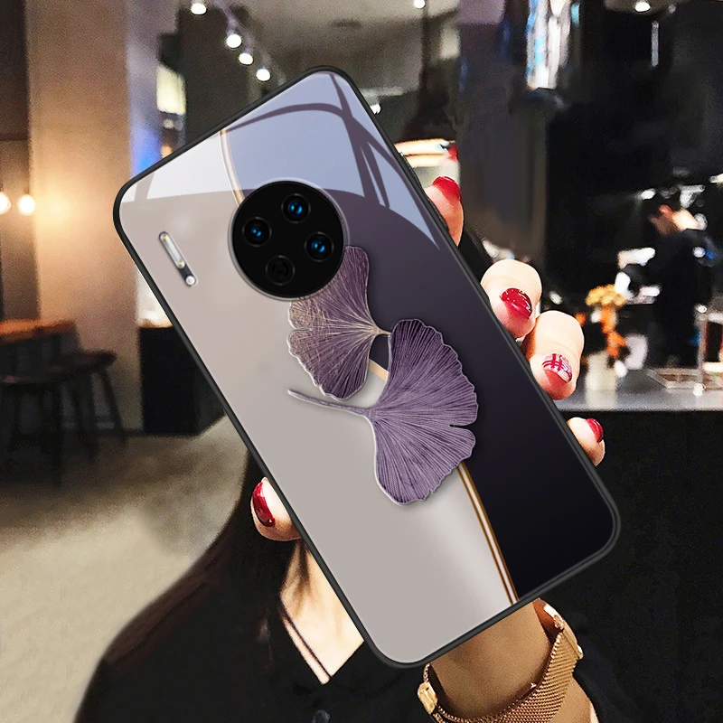 暗紫杏叶适用华为mate30pro手机壳Mate30网红mate20女款潮流创意m