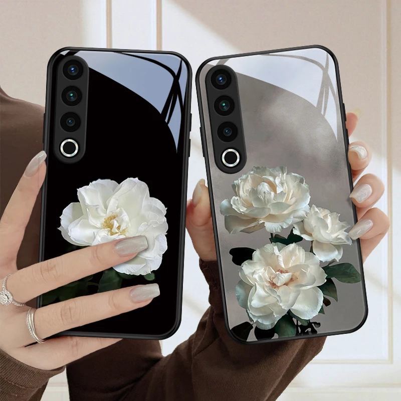 高洁花适用魅族20pro手机壳魅族20创意Meizu20超薄女款散热玻璃壳