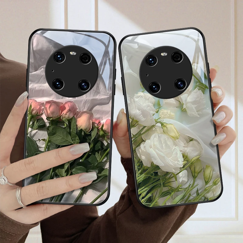 恬静花适用华为mate40手机壳mate40pro创意小众高级女款定制新款