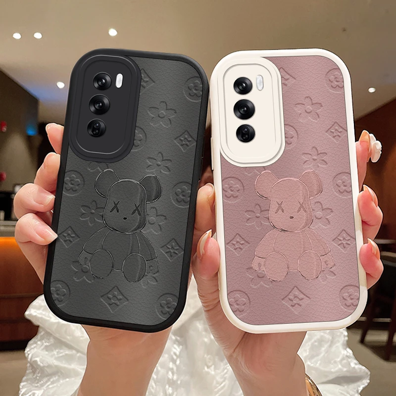 精美熊适用oppoReno12pro手机壳Reno12创意女款小羊皮保护套潮牌
