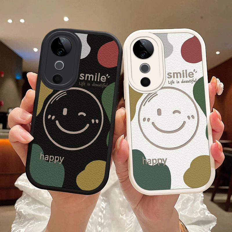 微笑色块适用于vivoS19手机壳vivoS19保护套女款小羊皮外壳硅胶防