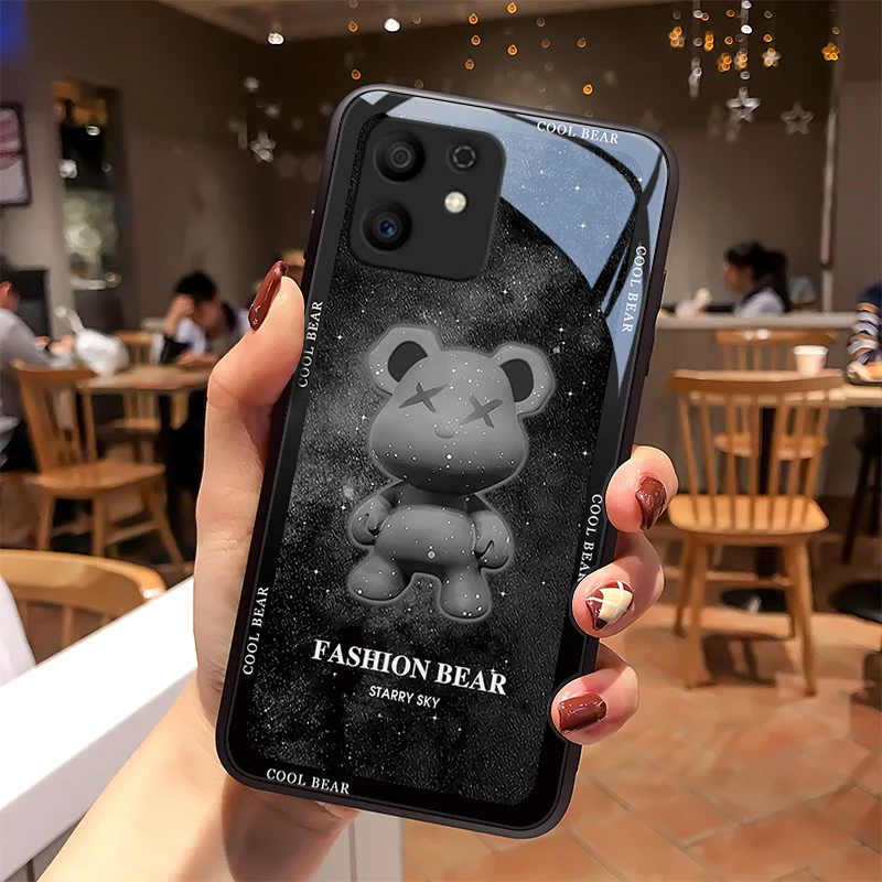 炫酷熊适用华为荣耀play6Tpro手机壳荣耀play6t玻璃外壳男生个性