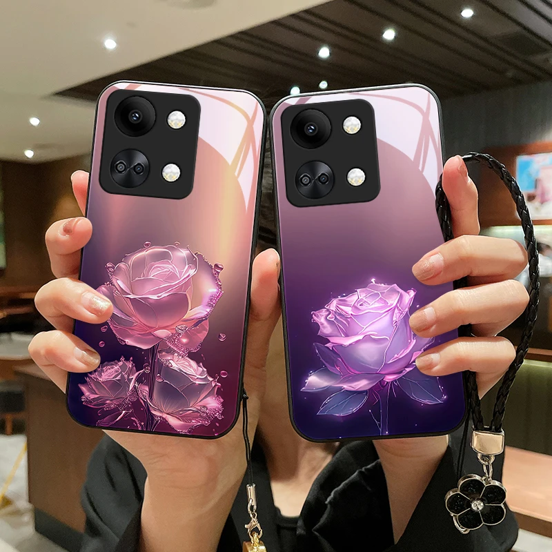 蔷薇玫瑰适用一加Ace2V手机壳Ace2玻璃女款一加Ace竞速版防摔全包