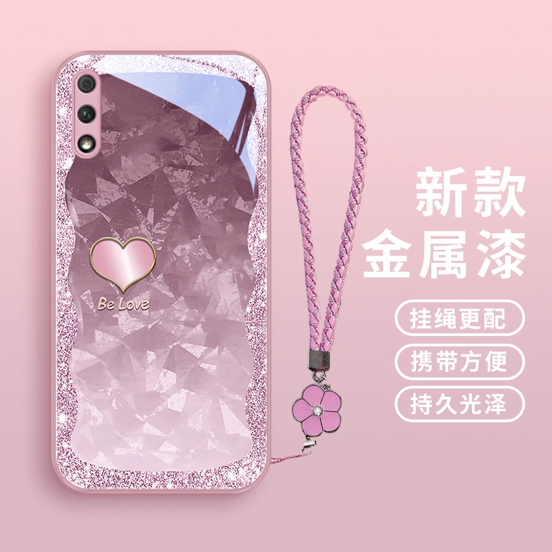 琉闪爱心适用华为荣耀9x手机壳9Xpro保护套畅享10plus玻璃壳女款