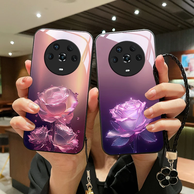 蔷薇玫瑰适用华为荣耀magic4pro手机壳magic4玻璃magic3/3pro女款