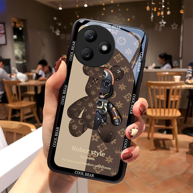 潮牌小熊适用荣耀X50i+手机壳华为X50iplus玻璃散热质感女款男生