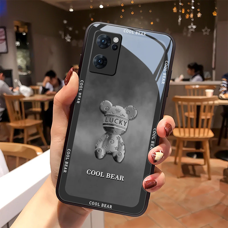 好运熊适用opporeno7pro手机壳Reno7玻璃壳高级女款7se保护套全包