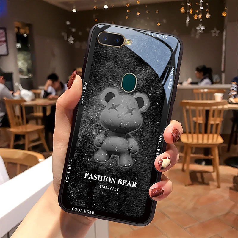 炫酷熊oppoa7x手机壳a7玻璃外壳男生个性女款创意a5潮流oppoa3保