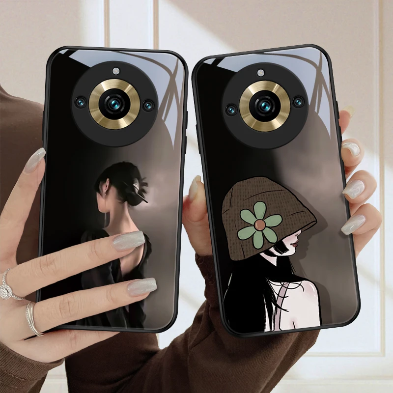 背影女孩适用oppo真我11手机壳realme11pro/11pro+玻璃爆款全包限