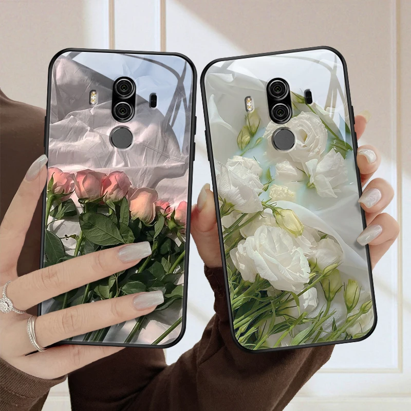 恬静花适用华为mate10手机壳mate10pro保护套玻璃mate9高级女款ma
