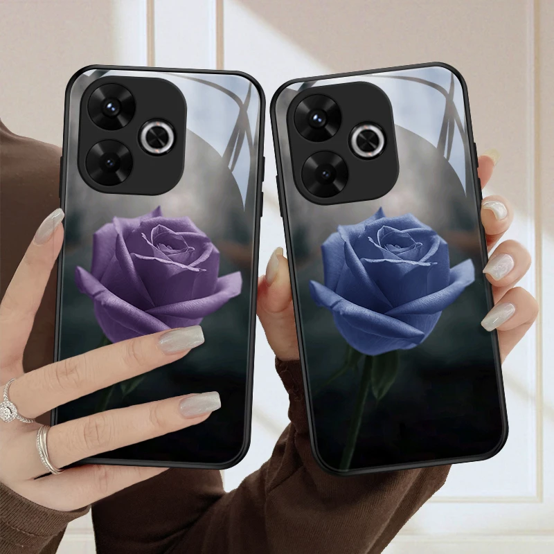 玫瑰花适用红米note13R手机壳note13Rpro玻璃13R新款高级个性女款
