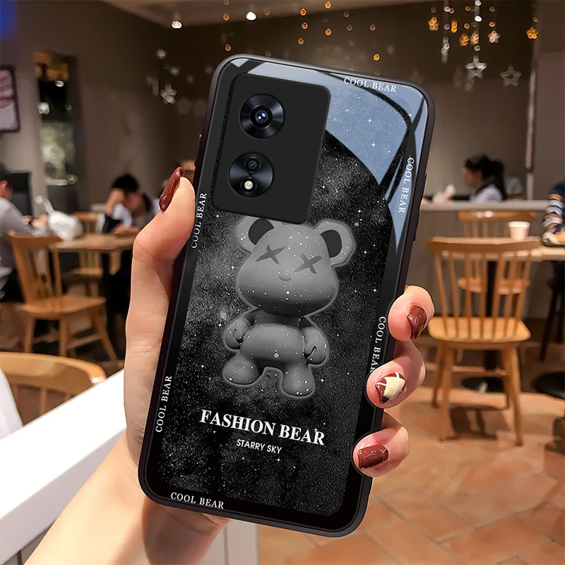 炫酷熊oppoa97手机壳A57玻璃外壳a55s男生个性a56女款a53全包硅胶