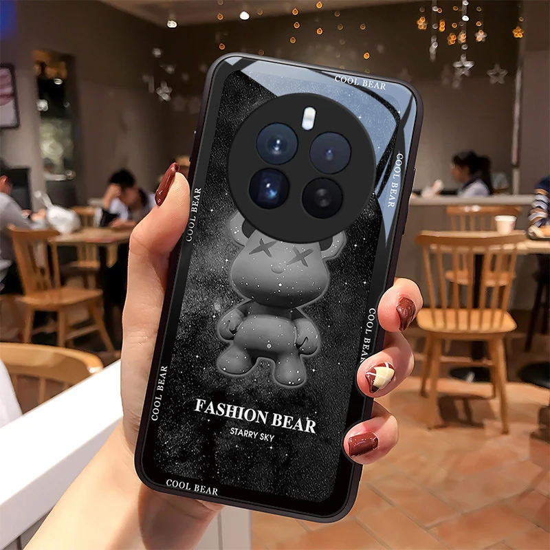 炫酷熊适用realme12pro手机壳真我12pro+玻璃高级感散热外壳创意