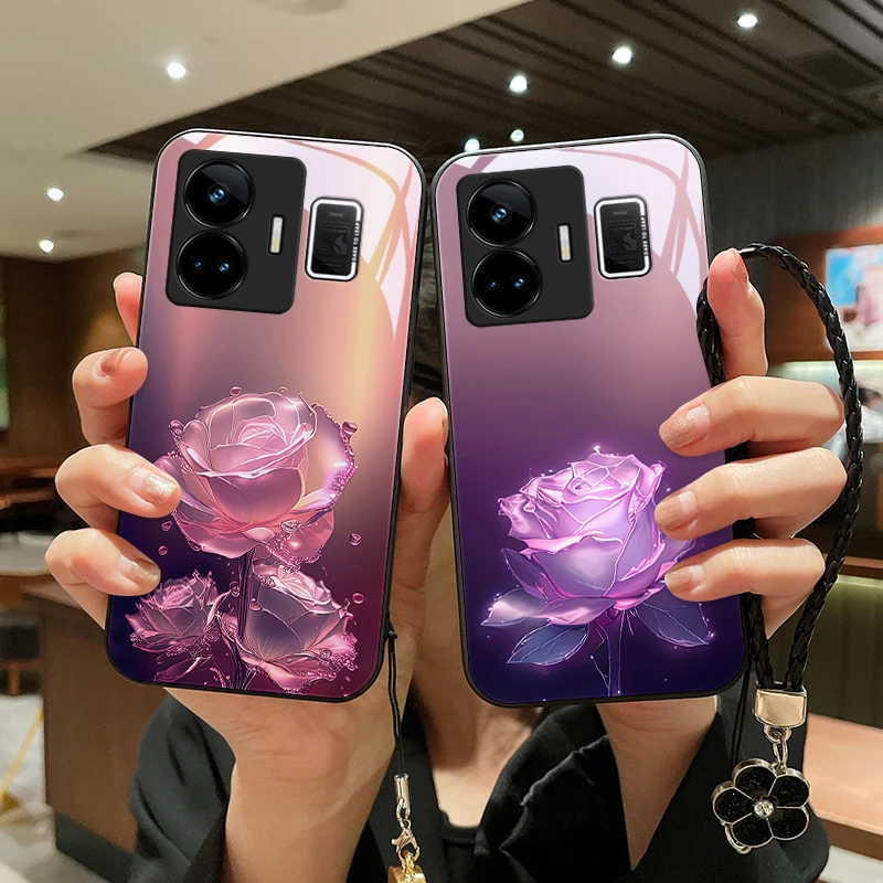 蔷薇玫瑰适用oppo真我GTneo5手机壳GTneo3情侣realmeGT2玻璃GT2pr