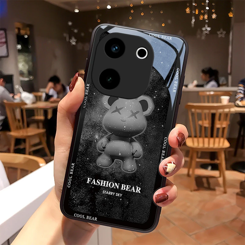 炫酷熊适用VIVOY200手机壳vivoY200GT玻璃高级感散热外壳创意情侣