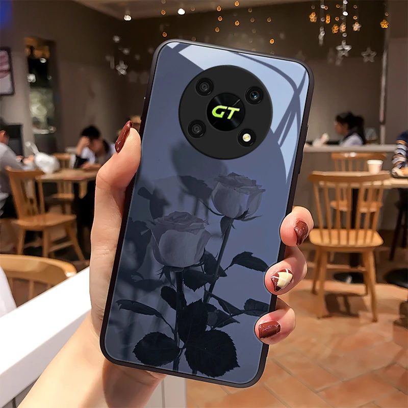 素香花适用华为荣耀x40GT手机壳荣耀x40GT玻璃壳创意可爱情侣女款