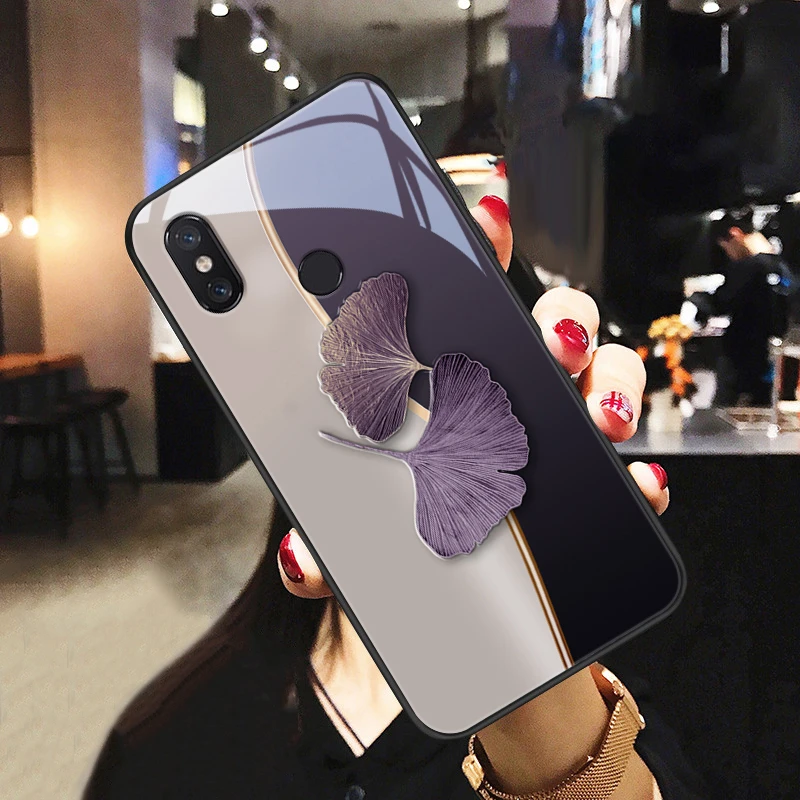 暗紫杏叶适用小米8手机壳MI 8se高级潮流创意8青春版玻璃8探索版