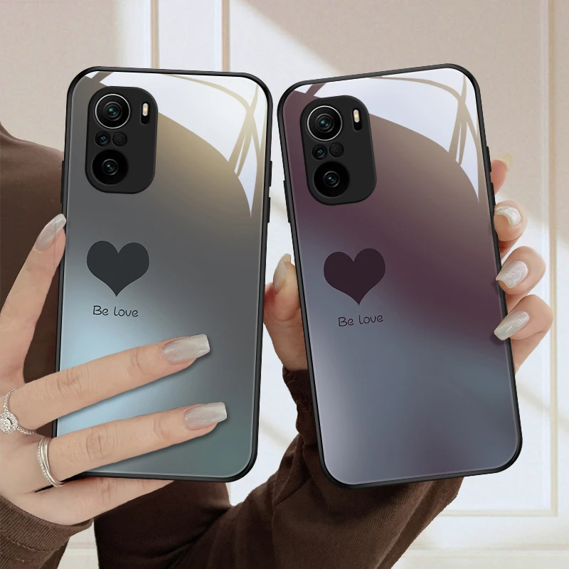 质感爱心适用小米红米k40手机壳k40s全包防摔k40游戏增强版玻璃男