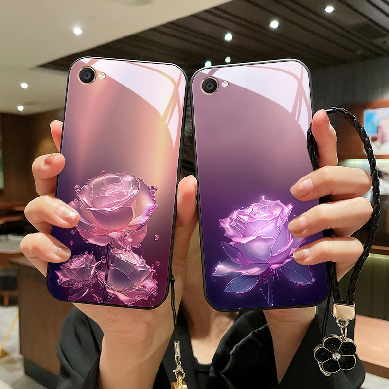 蔷薇玫瑰适用vivox9s手机壳x9plus玻璃x9情侣x9splus新款超薄x7pl