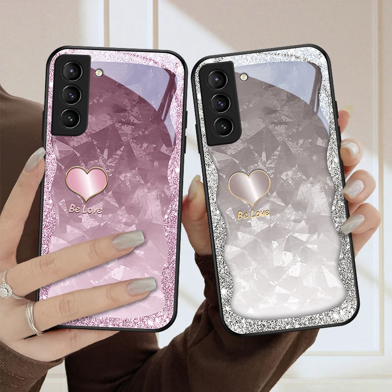 华丽爱心适用三星s21/s20手机壳GalaxyS21+女款硅胶S21Ultra可爱