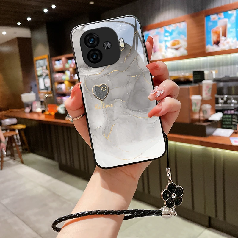 双重爱心适用IQOOZ9Turbo手机壳玻璃壳IQOOZ9保护套防摔散热个性