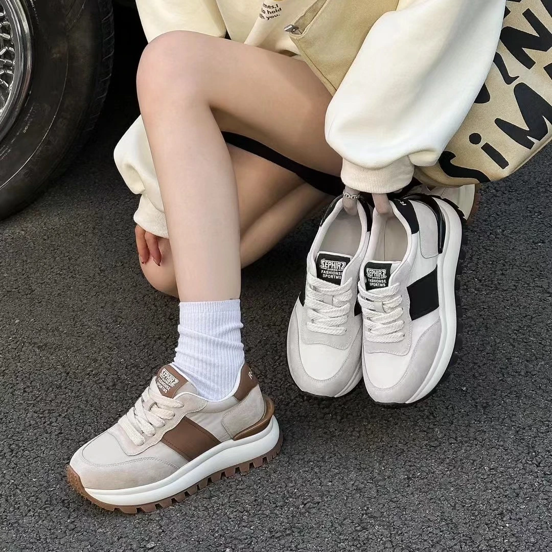 小众设计师款真皮阿甘鞋女2024春季新款厚底百搭运动休闲鞋潮鞋