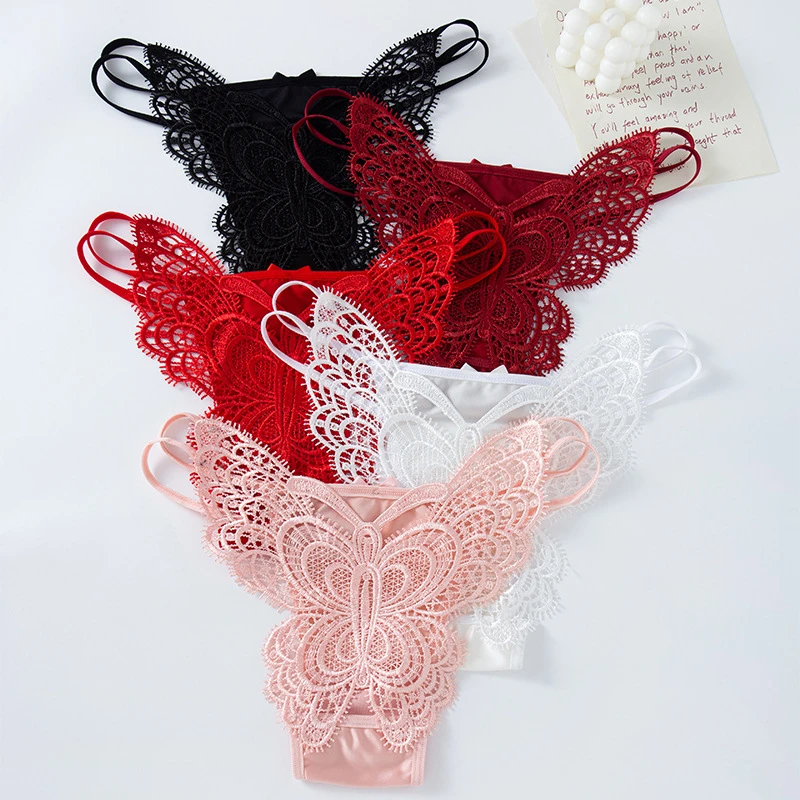 性感内裤女纯欲蝴蝶蕾丝镂空透气棉裆激情诱惑妩媚低腰少女三角裤