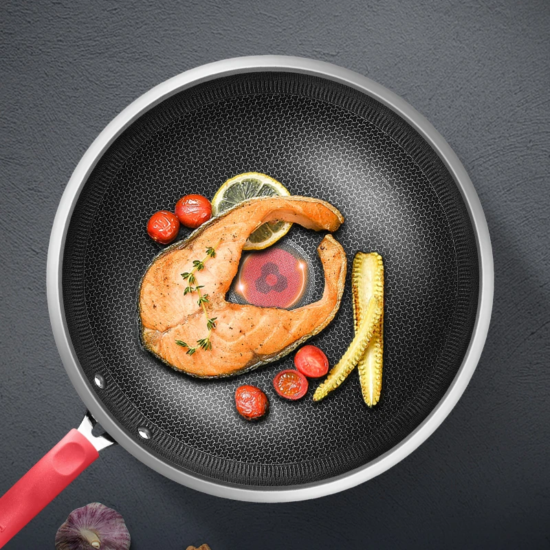 【天天粉丝专属】30cm镜光炒锅 送盖 不粘锅 胶木手柄