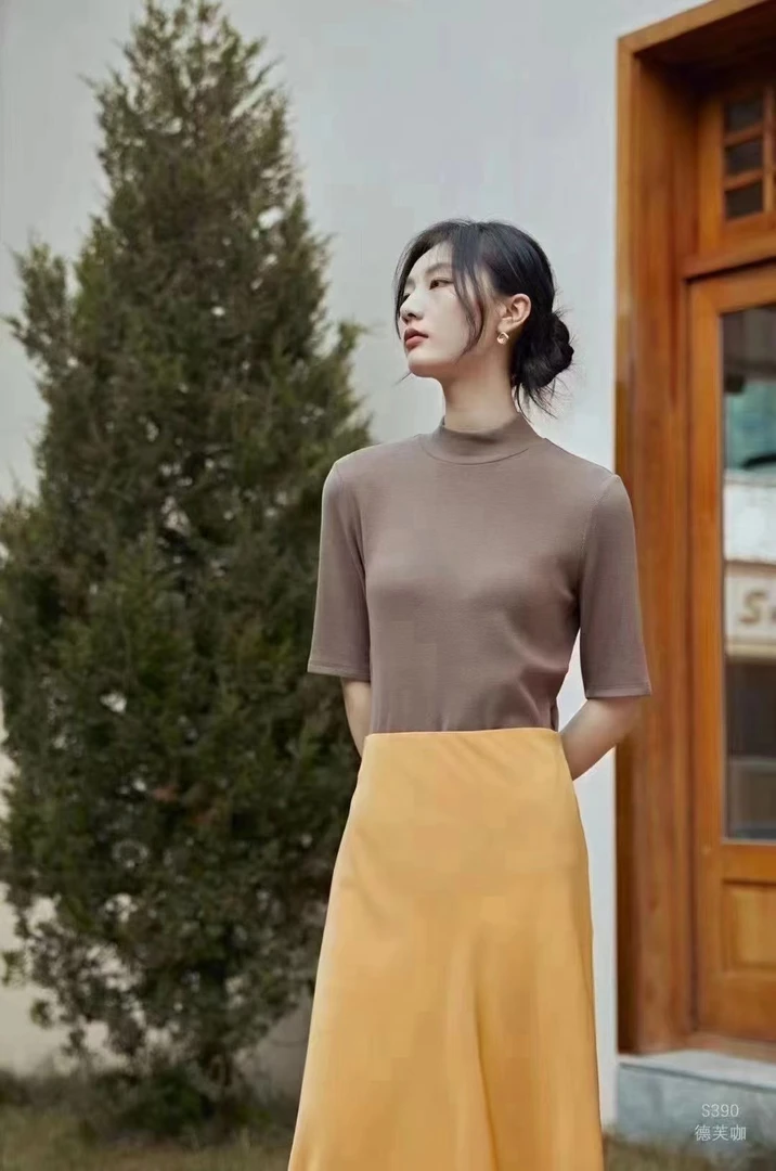 【S390糯米羊绒】中袖打底衫