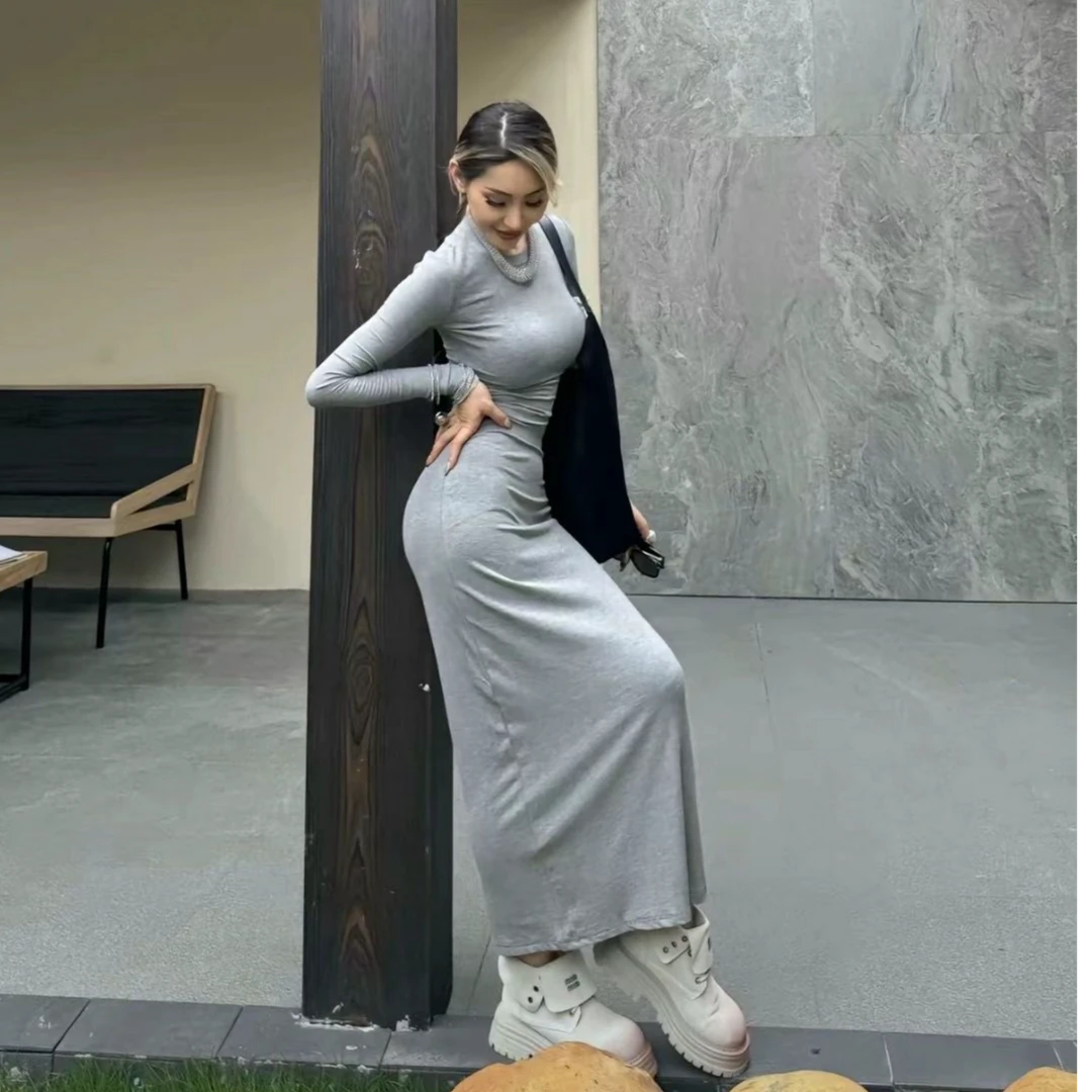 【MADNIYAT专属】欧美酷辣性感风修身长袖运动裙子气质高级三个颜色