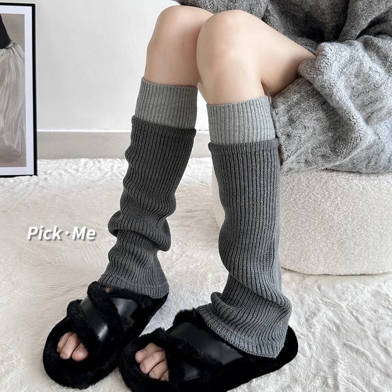 miu系袜套喇叭型灰色堆堆袜秋冬腿套中筒袜子女2024新款爆款欧货