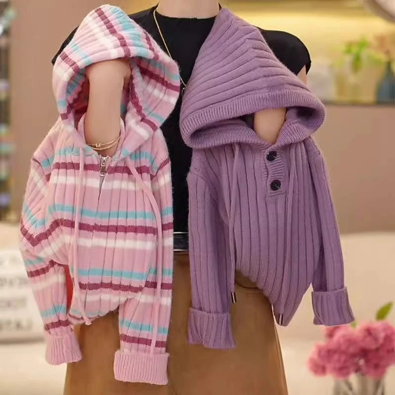 女童毛衣2025秋冬新款儿童连帽加厚针织衫女宝宝时尚套头拉链衫潮