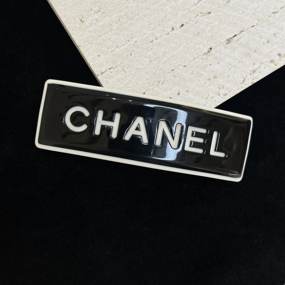 95新 Chanel/香奈儿 双C字母黑白发夹 RB2024036