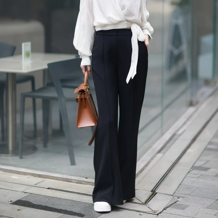 VCOS黑色高腰时尚喇叭裤