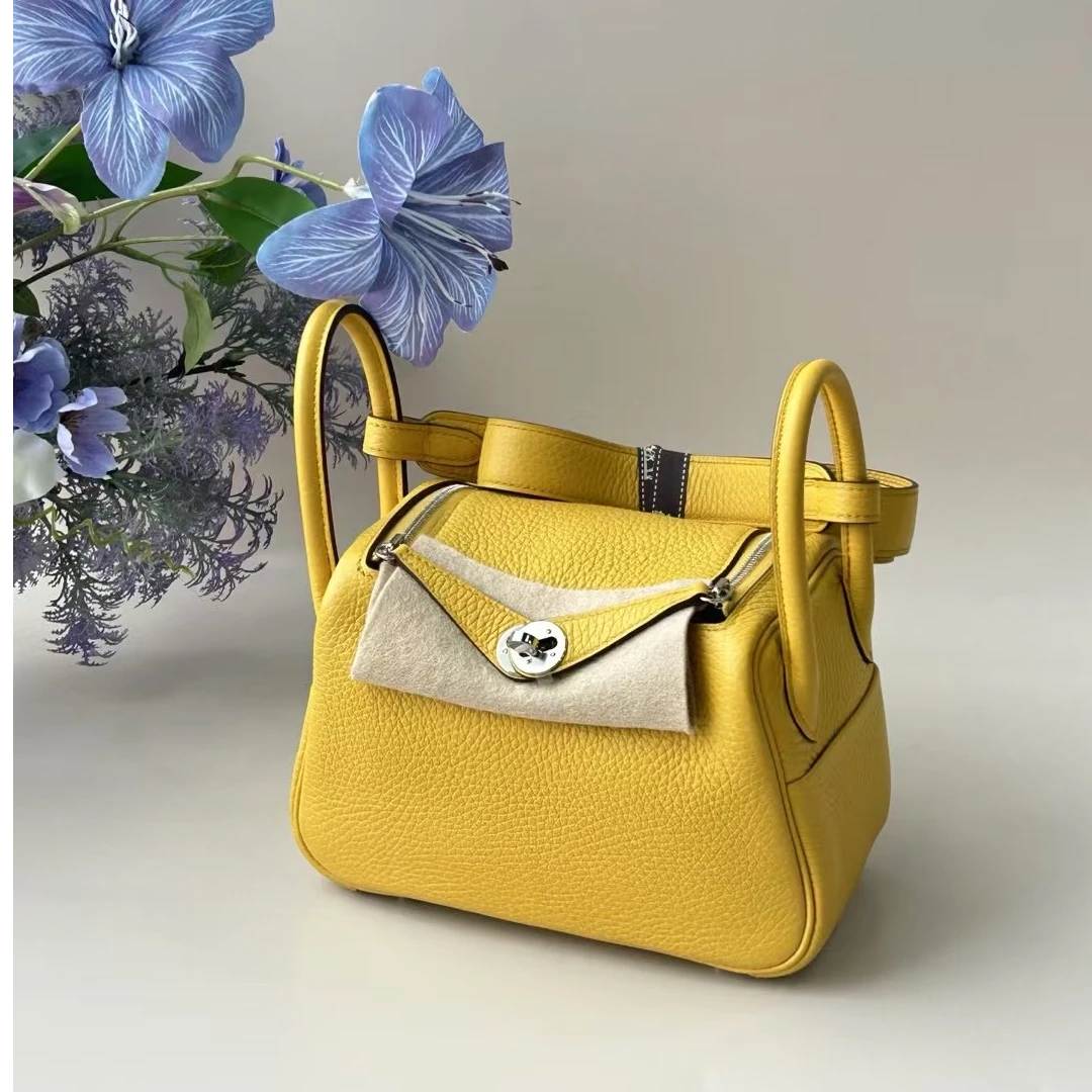 99新 Hermes/爱马仕 mini lindy 阳光金银扣TC皮 B刻