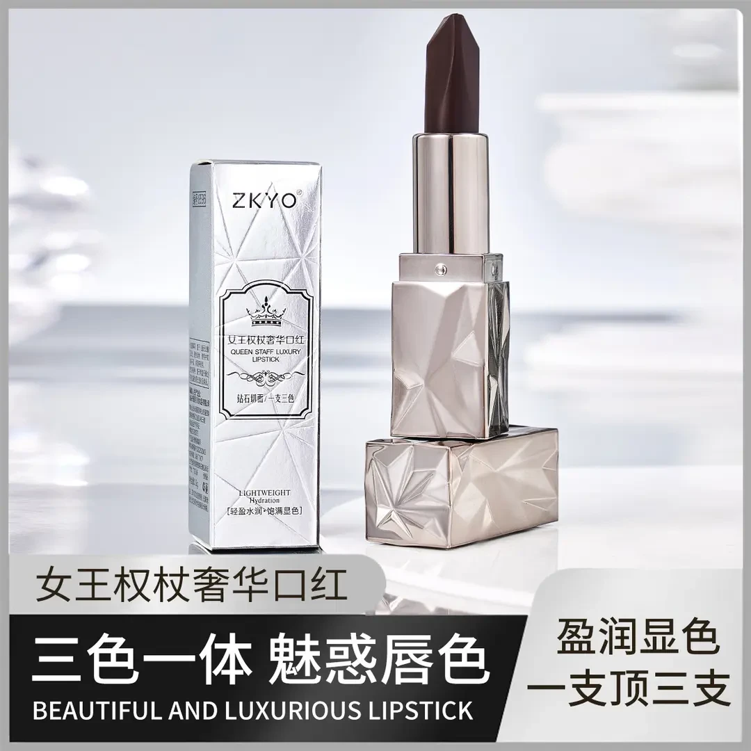 【主播补贴 6.99/支】ZKYO女王权杖奢华三色口红雾面哑光唇膏不沾杯