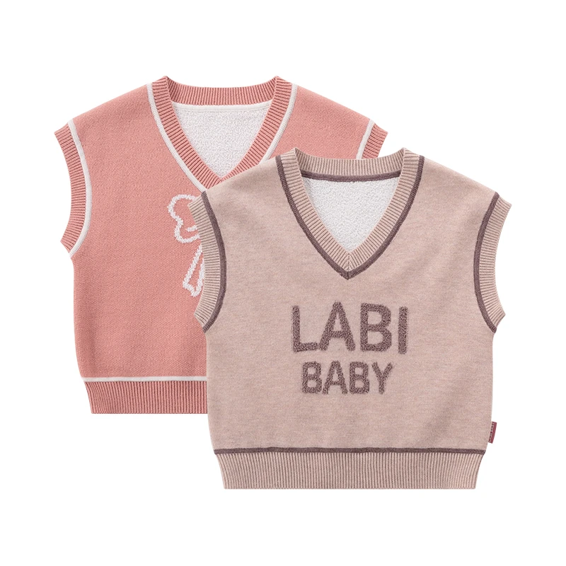 【专柜同款】拉比幼儿童马甲春秋季女童小童甜美百搭套头V领马夹