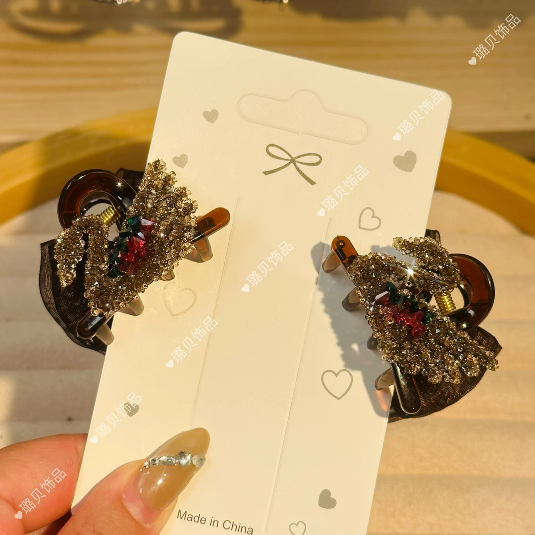 【2只装】天鹅4.5cmAB面茶咖色刘海小抓夹轻奢复古时尚