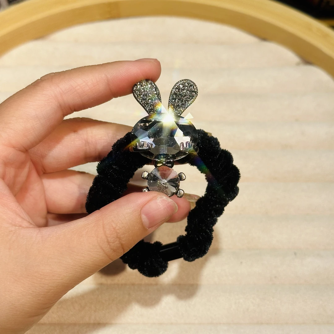 A05轻奢兔兔发圈韩式高马尾发饰气质丸子头发饰精致发绳